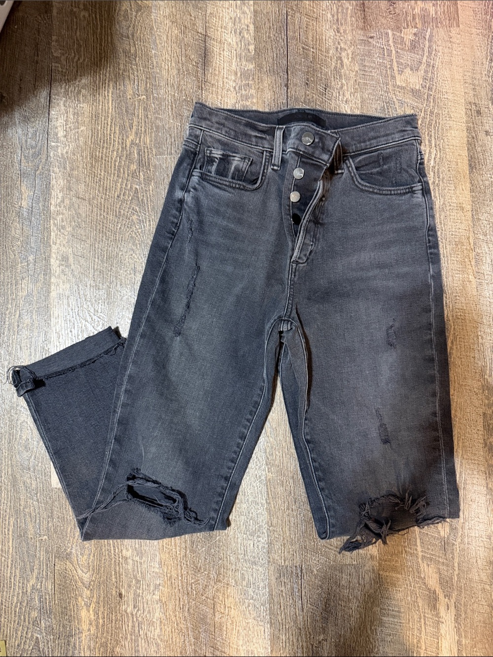 Joe's Jeans Women's Straight Leg Distressed Black Denim